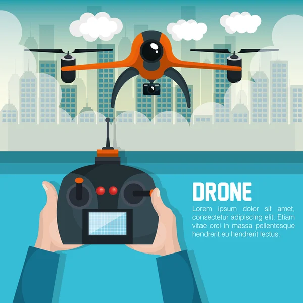 Drohne mit Fernbedienungsgrafik — Stockvektor