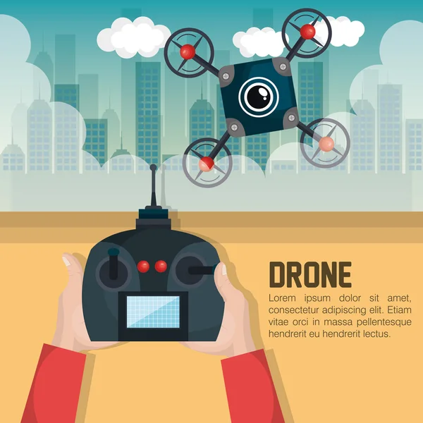 Drone-kézzel tartsa grafikus távvezérlés — Stock Vector