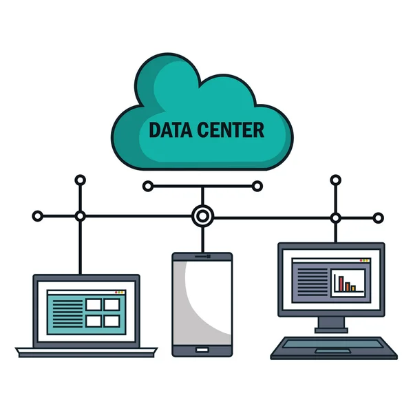 Technologie équipement cloud data center isolé — Image vectorielle