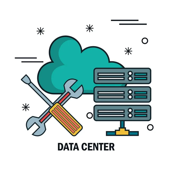 Support cloud data center isolé — Image vectorielle