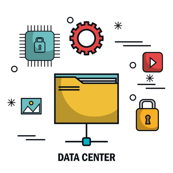 फ़ाइलें सुरक्षा डेटा सेंटर सर्वर अलग — स्टॉक वेक्टर