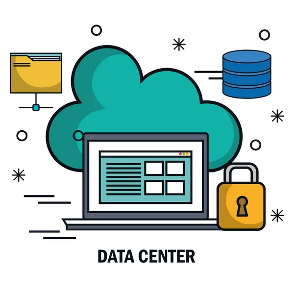 Sécurité cloud ordinateur portable isolé — Image vectorielle