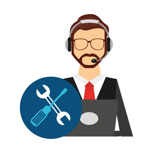 Call center operator avatar — Stock Vector