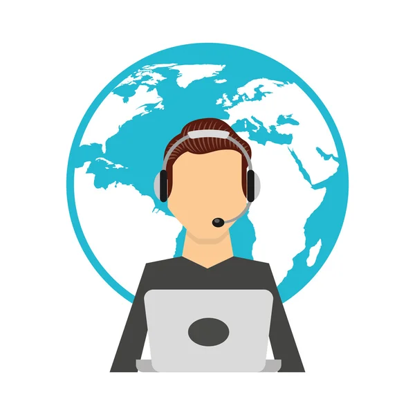 Call center operator avatar — Stock Vector