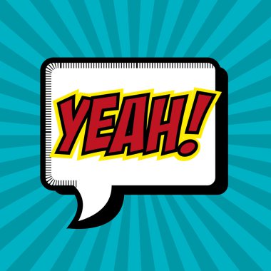 kabarcık konuşma retro Evet mavi arka plan