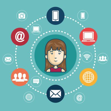 çizgi film kız bağlantı Internet web medya sosyal grafik