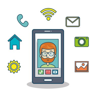 çizgi film smartphone adam mobil sohbet grafik