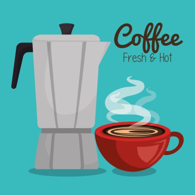 sıcak kahve makinesi vintage ve bardak kırmızı grafiği