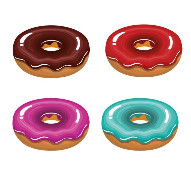 sırlı renk donuts lezzetli izole grafiği