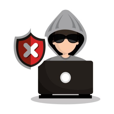 teknoloji dizüstü bilgisayar korsanı uyarı tasarım grafik