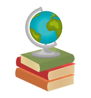 üç kitap globe izole grafiği