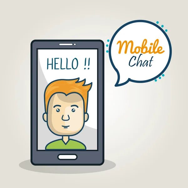 Cartoon smartphone man mobiel praatje afbeelding — Stockvector