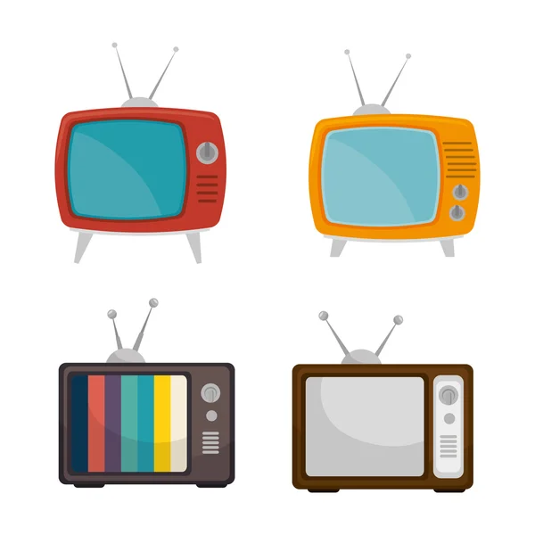 TV retro vintage grafik ayarla — Stok Vektör