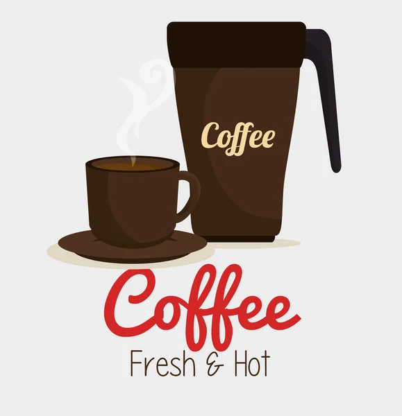 Tasse Kaffee und Teller Grafik — Stockvektor