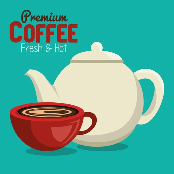 Pote de café premium e copo gráfico — Vetor de Stock