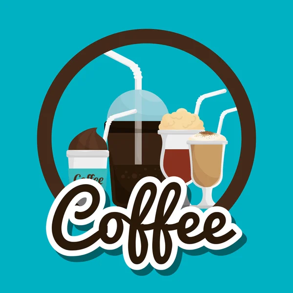 Tasse Glas Kaffee Stroh Grafik — Stockvektor