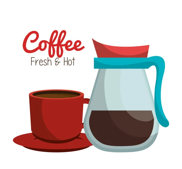 Café pot tasse en verre graphique — Image vectorielle