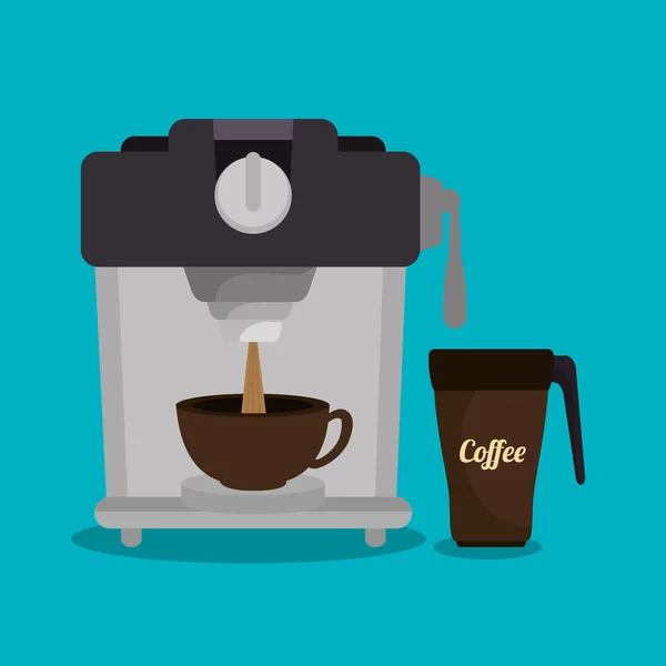 Máquina de café e copo gráfico — Vetor de Stock