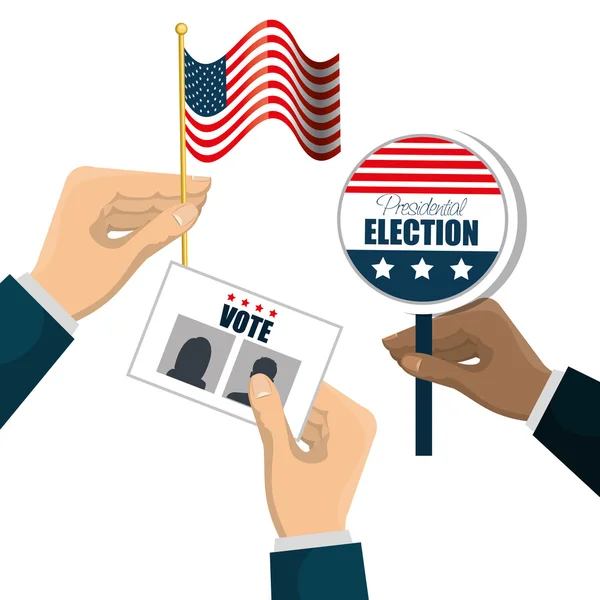 Hand hold flag ballot voting usa election graphic — Stock Vector