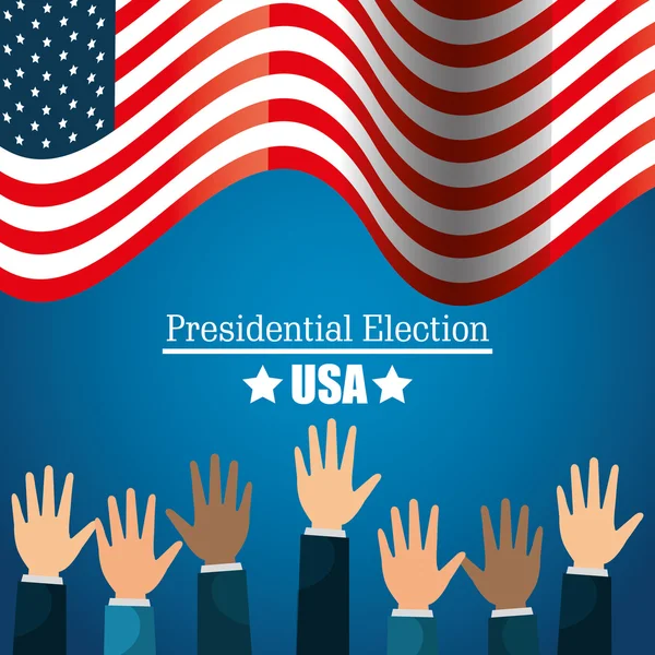 Hands raised up election presidential graphic — Stock Vector