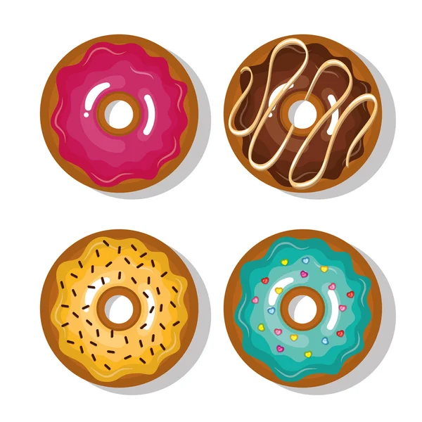 Set Ikone Donuts süß isoliert — Stockvektor