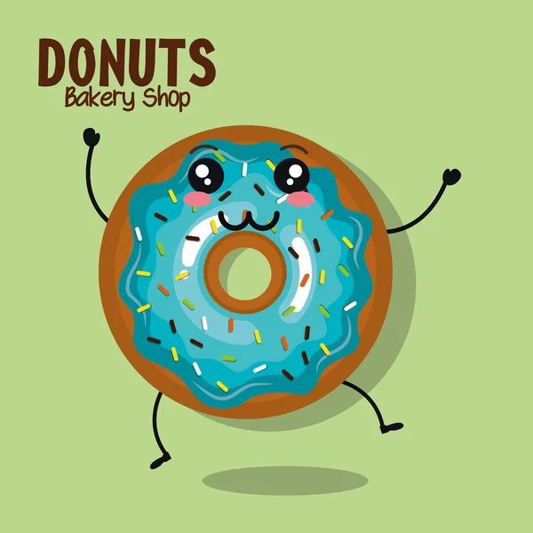Ícone donut azul gelo creme gráfico —  Vetores de Stock