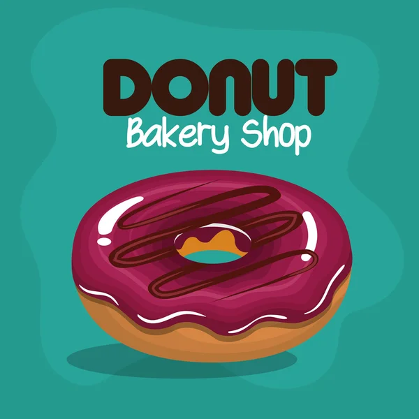 Pictogram donut geglazuurde roze chocolade afbeelding — Stockvector