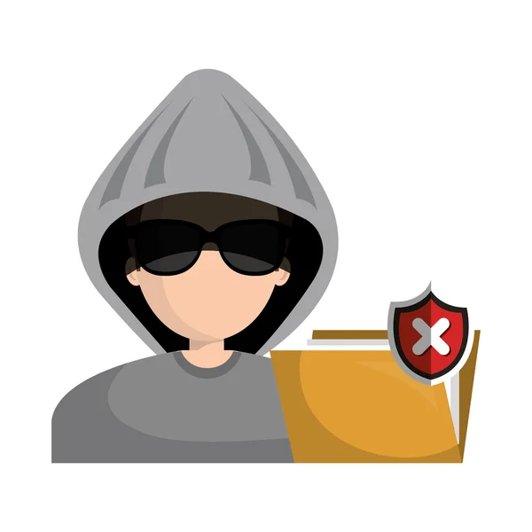 Hacked warning file graphic isolated — Stock Vector