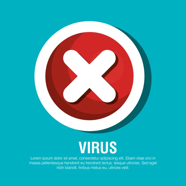 Pulsante errore di protezione del virus isolato — Vettoriale Stock