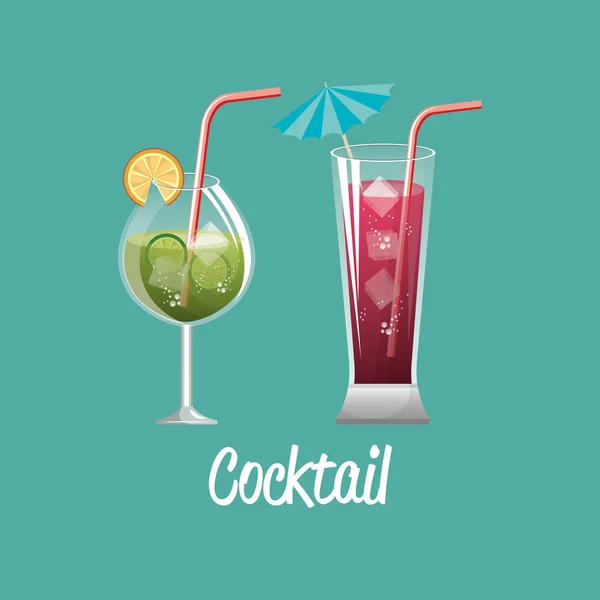 Verre à cocktail design rouge et vert — Image vectorielle