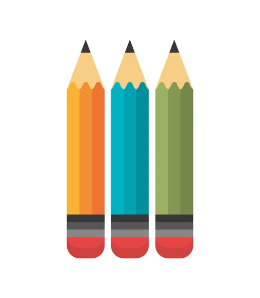 Tecknade tre penna skolan design — Stock vektor