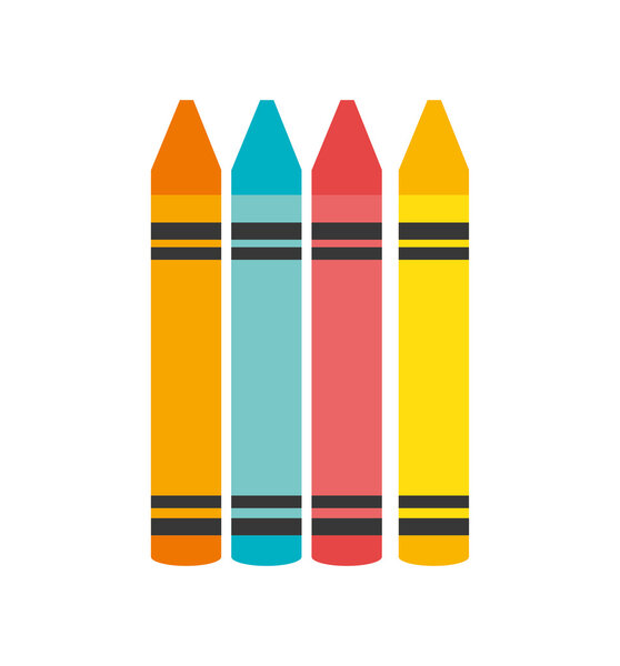 cartoon crayons colors graphic isolated