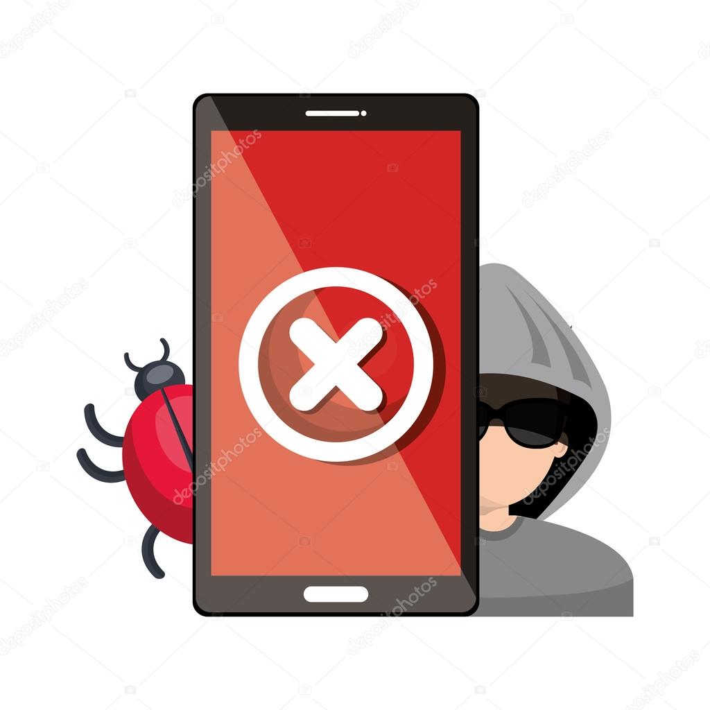 smartphone virus hacker alert design graphic