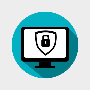 izole monitör kalkan güvenlik simgesi grpahic