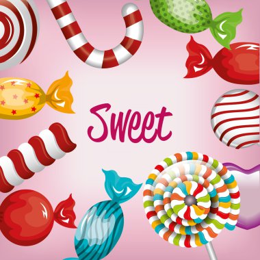 Tatlı şeker ve lolipop tasarım grafik ayarla