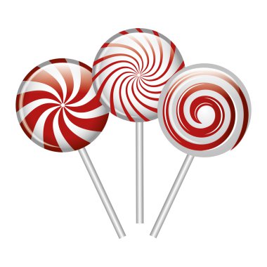 çizgi film lolipop şeker sarmal kırmızı ve beyaz tasarım
