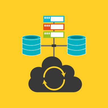 büyük veri merkezi düz simgeler