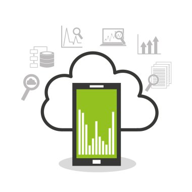 büyük veri merkezi düz simgeler