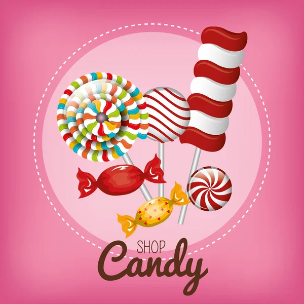 Különböző édességek cukorka és nyalóka design — Stock Vector