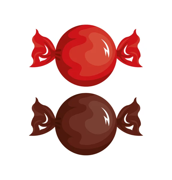 Karikatür kırmızı ve çikolata tasarım şekerler — Stok Vektör