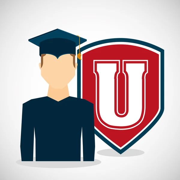 Emblema de graduación de estudiante universitario — Archivo Imágenes Vectoriales