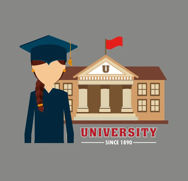 Emblema de graduación de estudiante universitario — Vector de stock