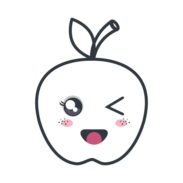 Pomme kawaii dessin animé — Image vectorielle