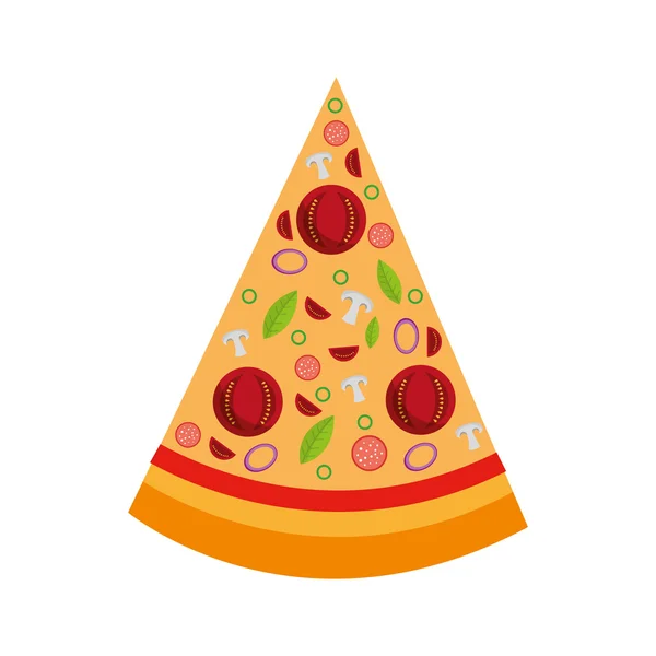 Pyszne pizzy fast food ikona — Wektor stockowy