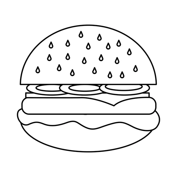 Deliziosa icona del fast food hamburger — Vettoriale Stock