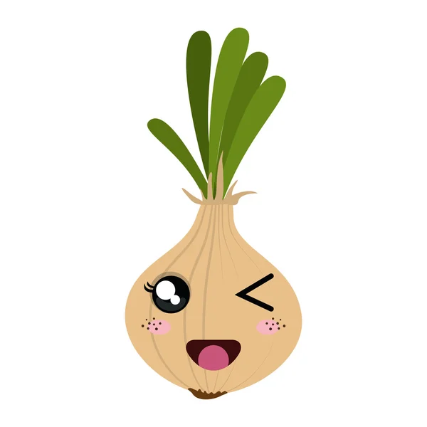 Κρεμμύδι λαχανικών kawaii κινουμένων σχεδίων — Διανυσματικό Αρχείο