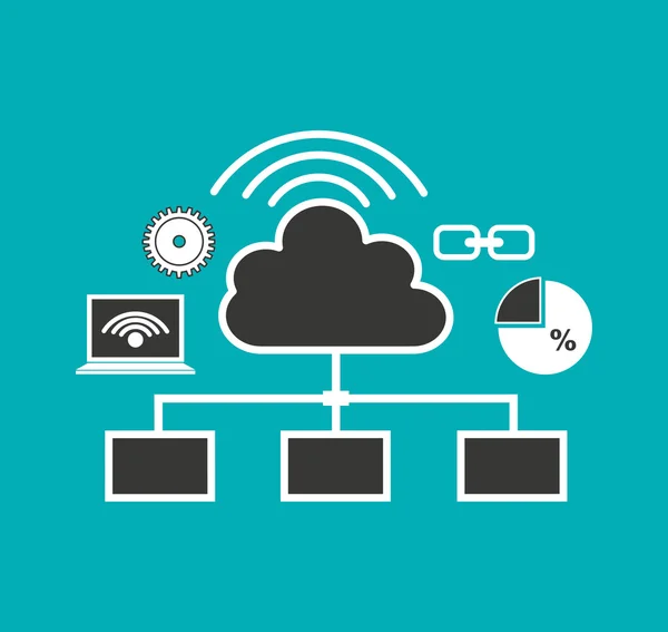 Grande data center ícones planos — Vetor de Stock