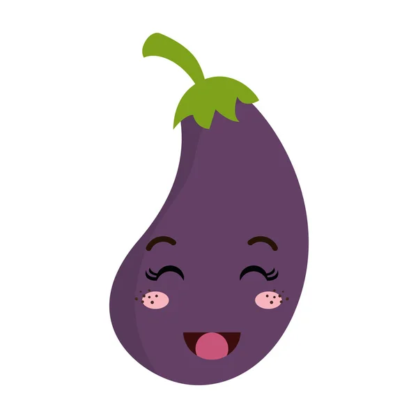 Aubergine kawaii dessin animé — Image vectorielle