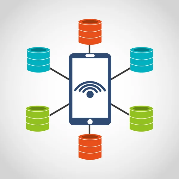 Big data center plat pictogrammen — Stockvector