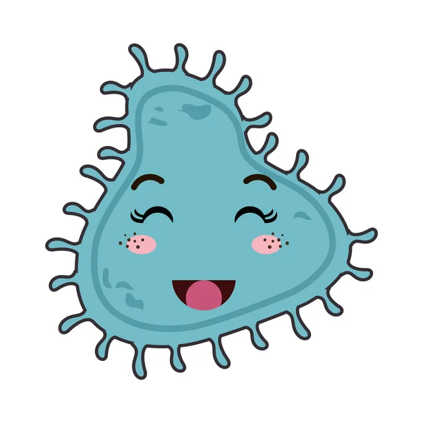 Bacterias kawaii dibujos animados — Vector de stock